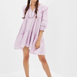 American Eagle Outfitters Lavender Tiered Ruffle Mini Dress